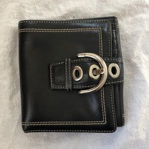 Black Coach Leather Wallet with Buckle